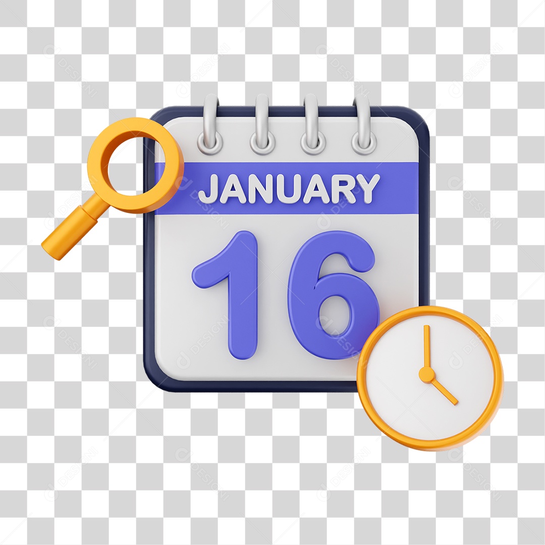 Calendário Datas Janeiro Dia 16 PNG Transparente