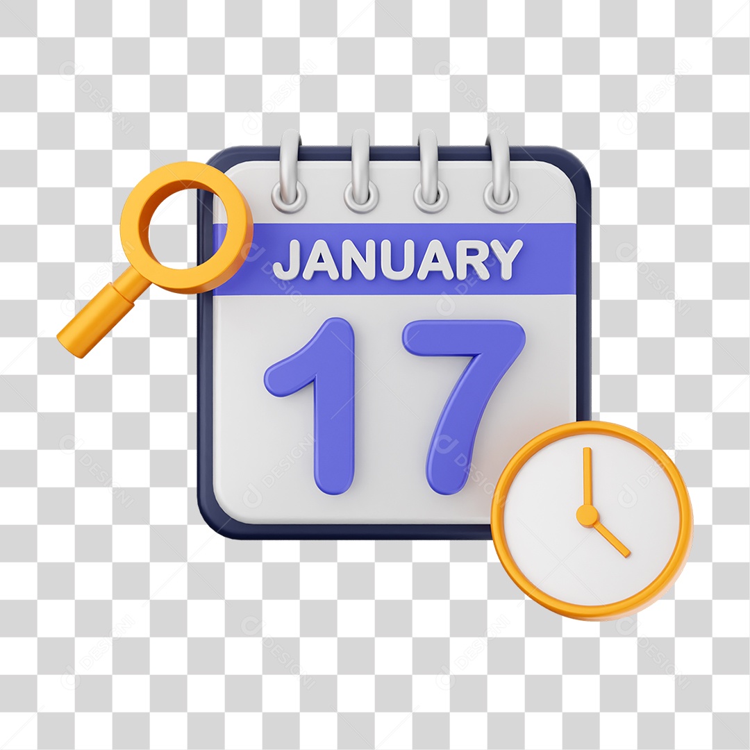 Calendário Datas Janeiro Dia 17 PNG Transparente
