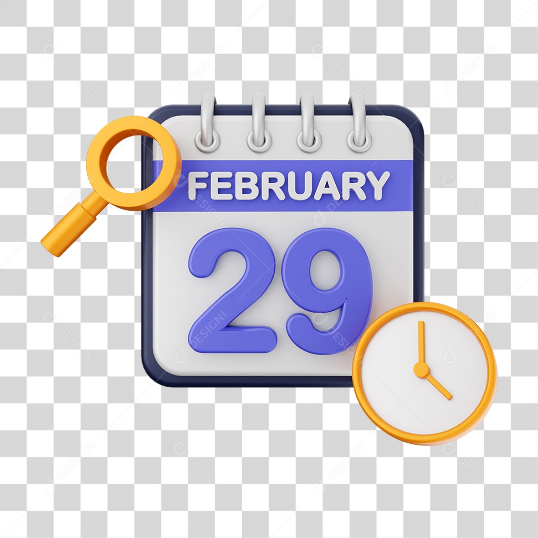 Calendário Datas Fevereiro Dia 29 PNG Transparente