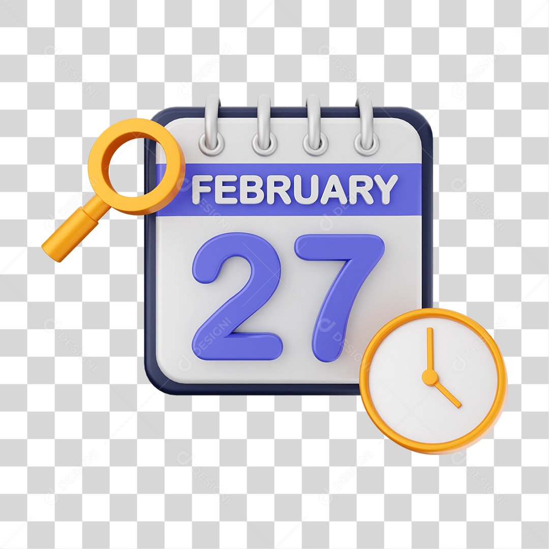 Calendário Datas Fevereiro Dia 27 PNG Transparente