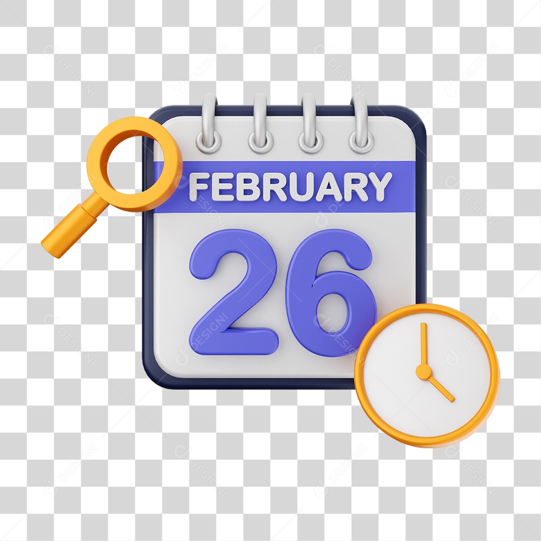 Calendário Datas Fevereiro Dia 26 PNG Transparente