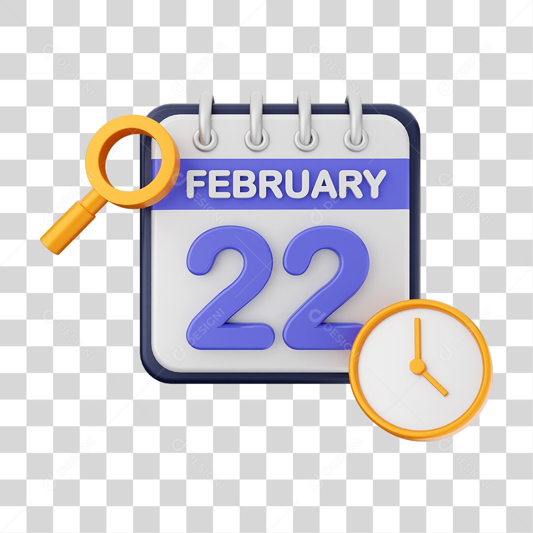 Calendário Datas Fevereiro Dia 22 PNG Transparente