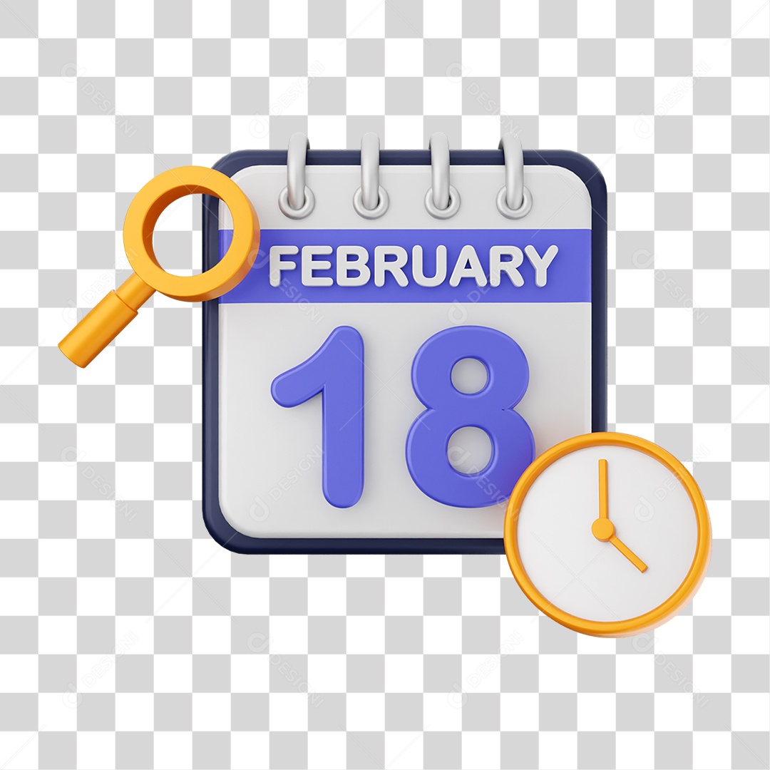 Calendário Datas Fevereiro Dia 18 PNG Transparente