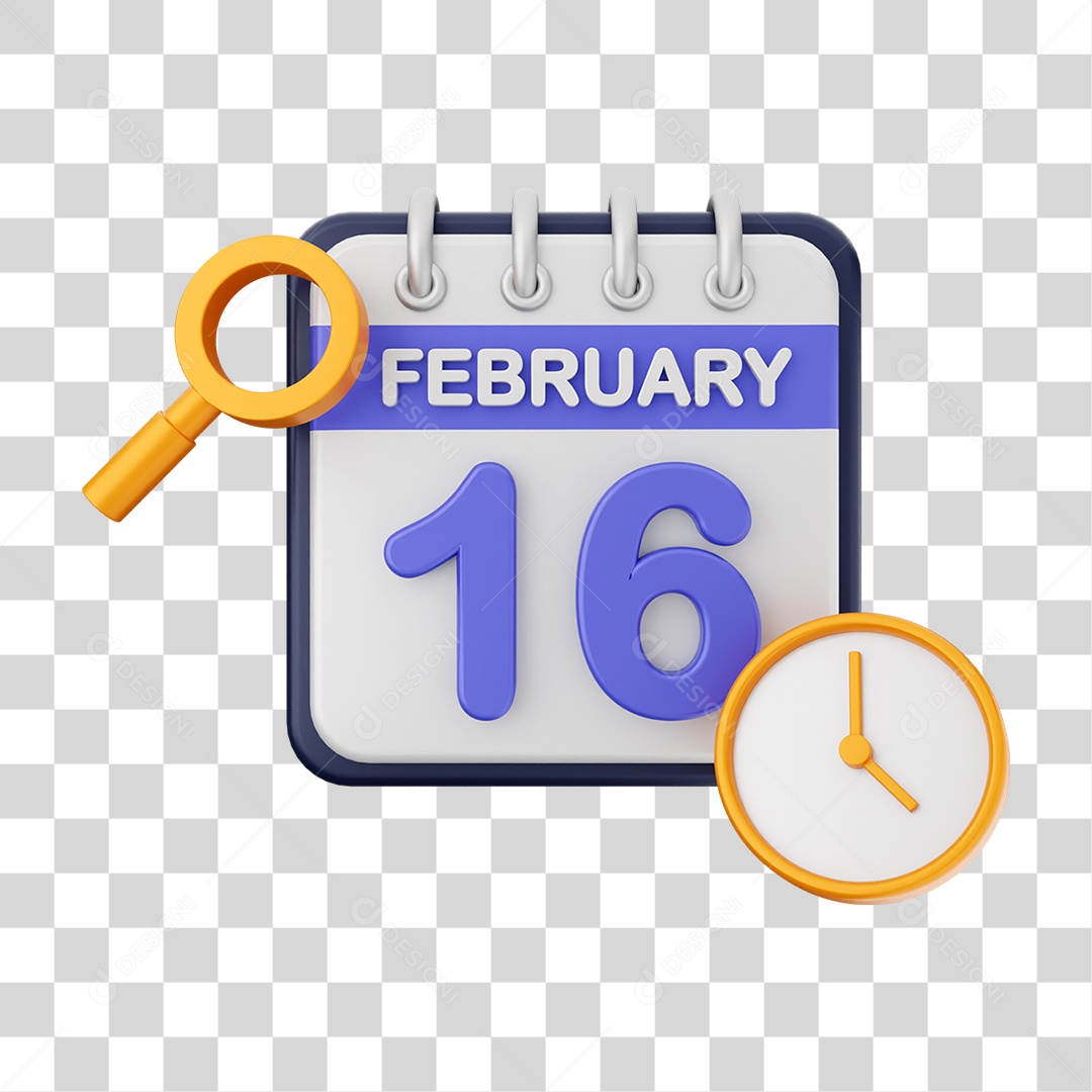 Calendário Datas Fevereiro Dia 16 PNG Transparente