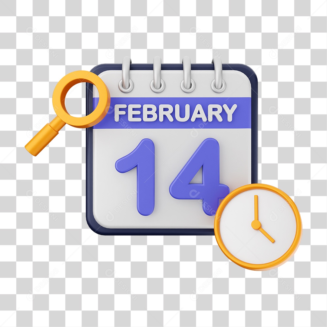 Calendário Datas Fevereiro Dia 14 PNG Transparente