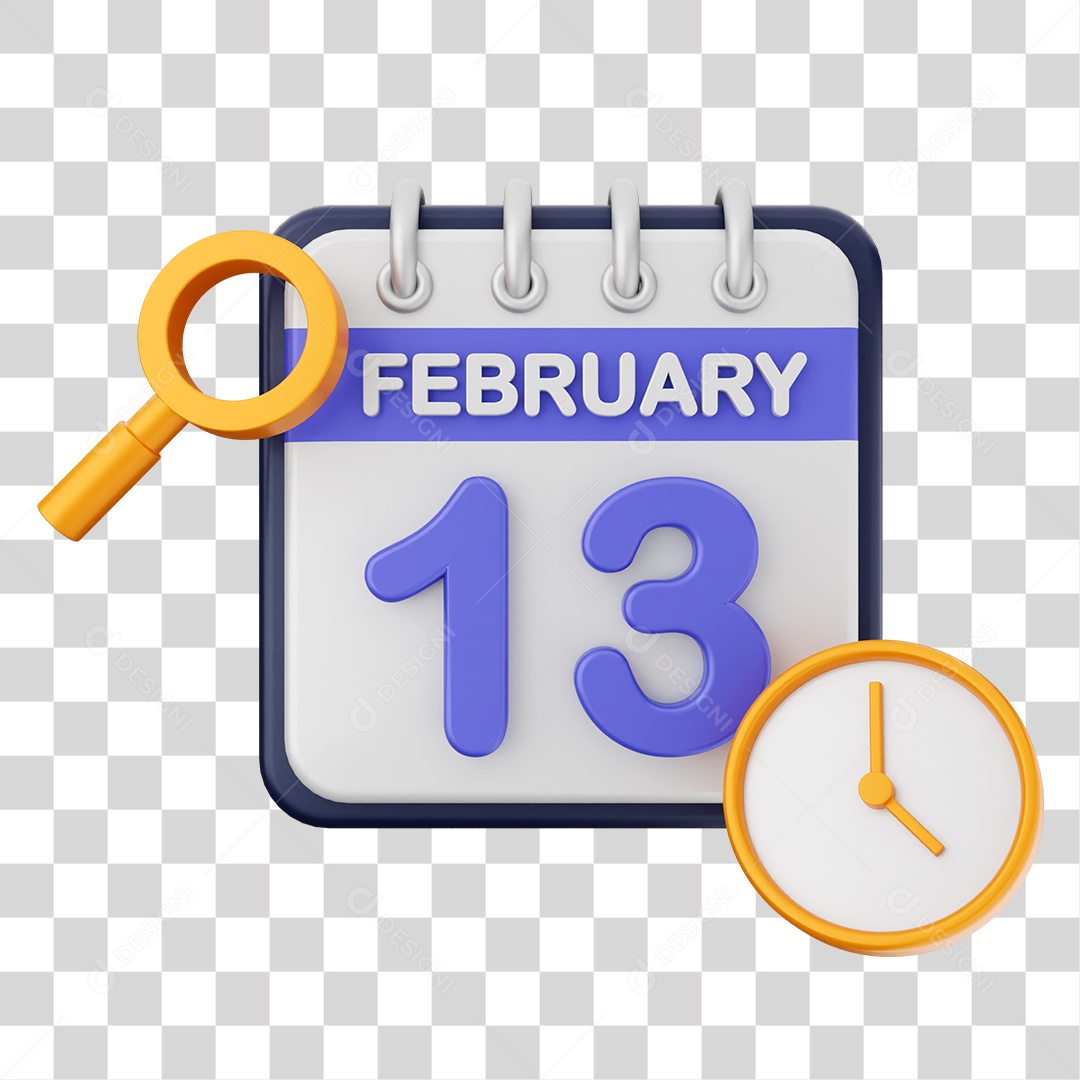 Calendário Datas Fevereiro Dia 13 PNG Transparente