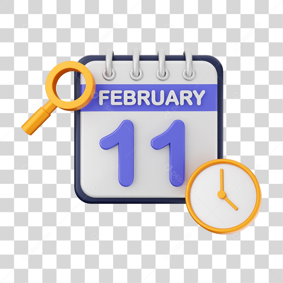 Calendário Datas Fevereiro Dia 11 PNG Transparente