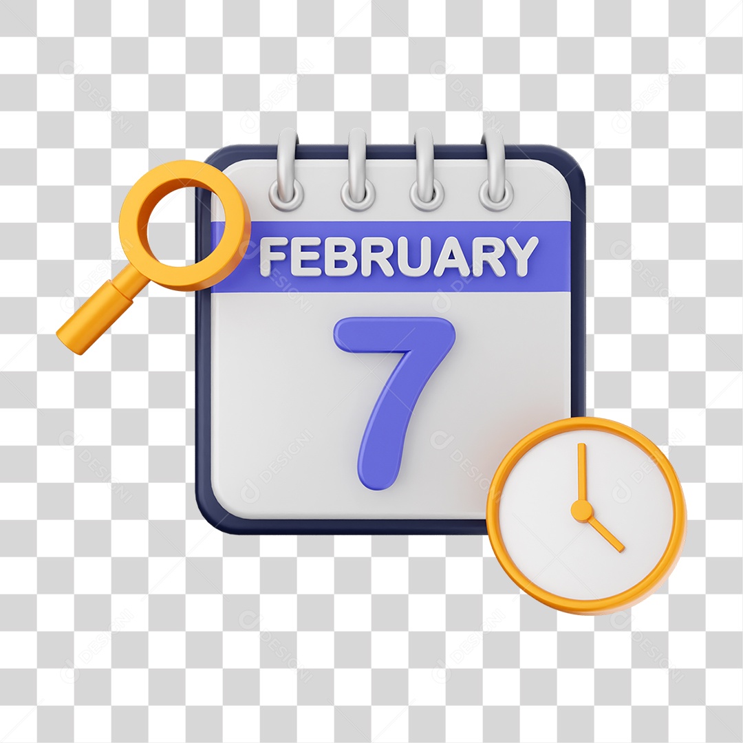 Calendário Datas Fevereiro Dia 7 PNG Transparente
