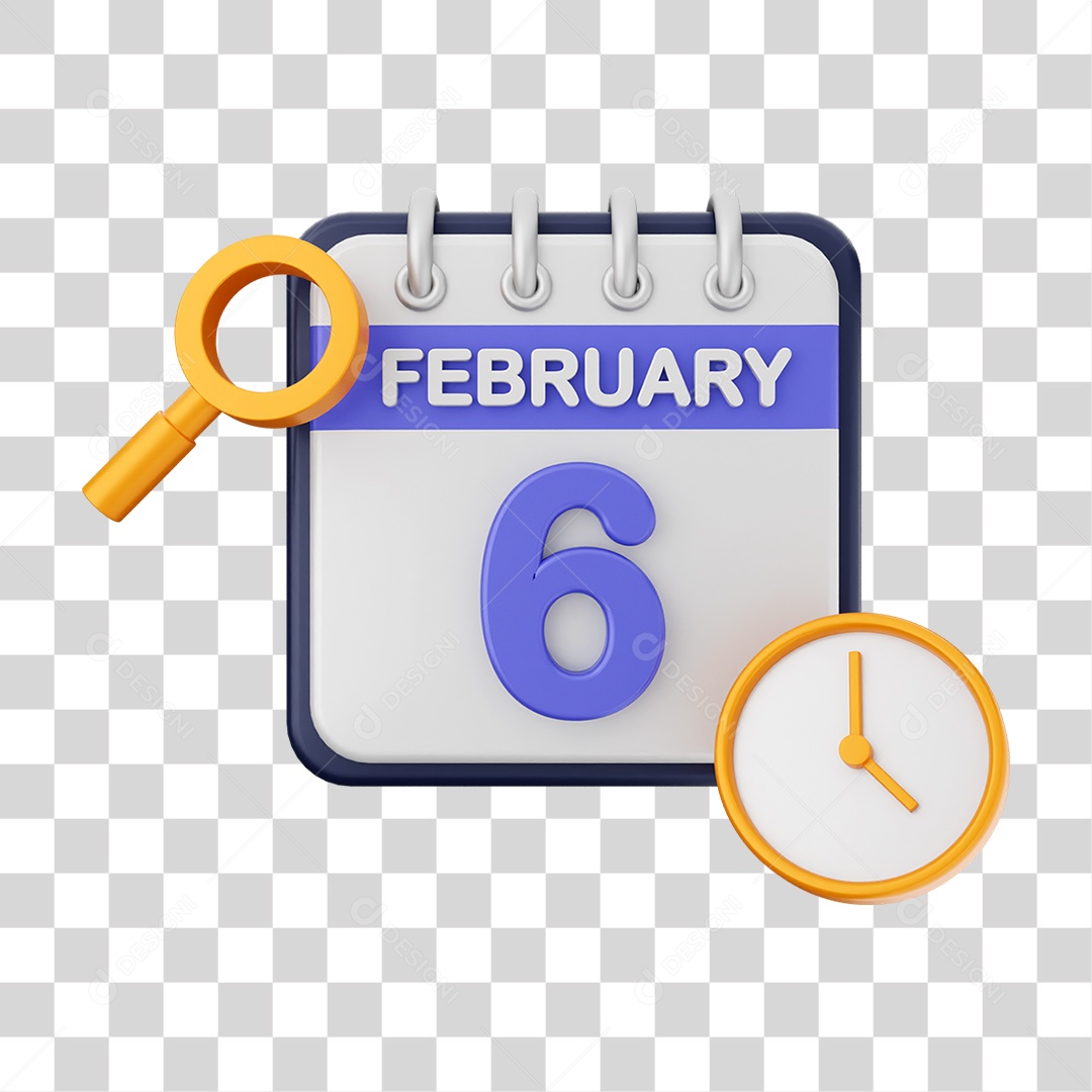 Calendário Datas Fevereiro Dia 6 PNG Transparente