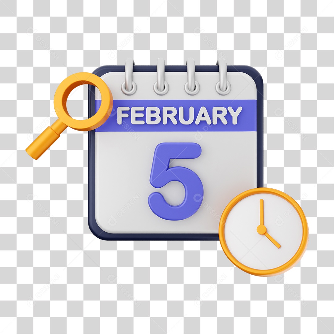 Calendário Datas Fevereiro Dia 5 PNG Transparente