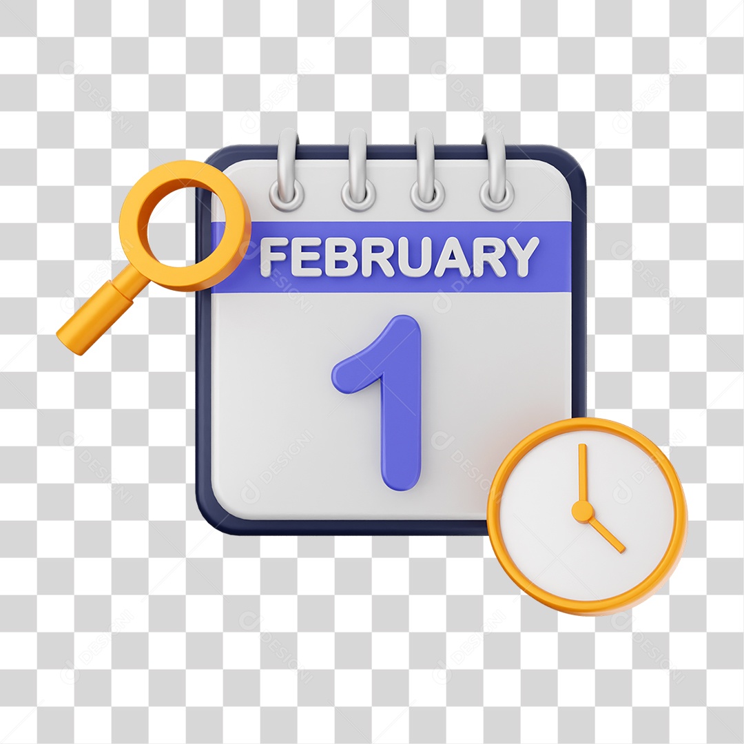 Calendário Datas Fevereiro Dia 1 PNG Transparente