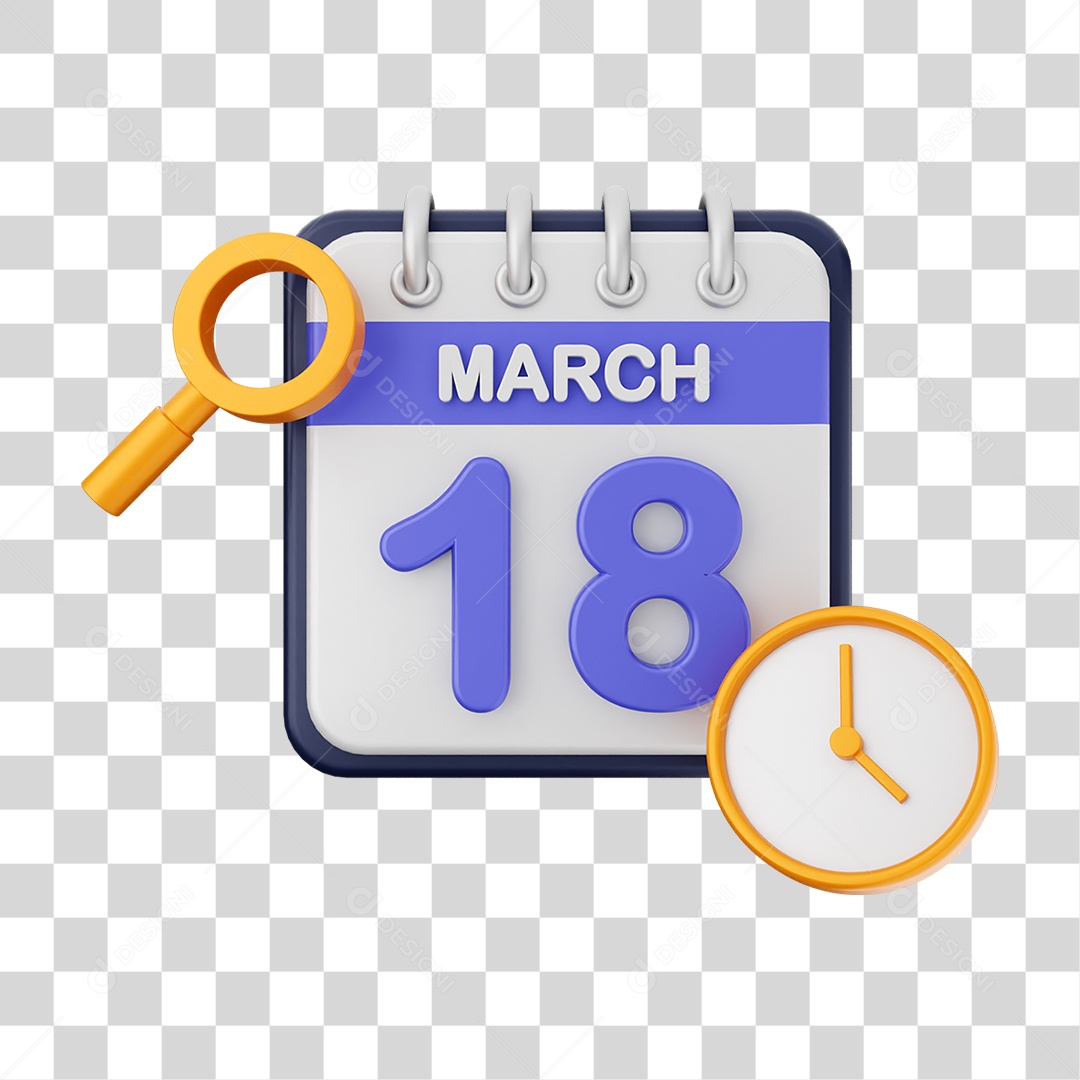Calendário Datas Março Dia 18 PNG Transparente
