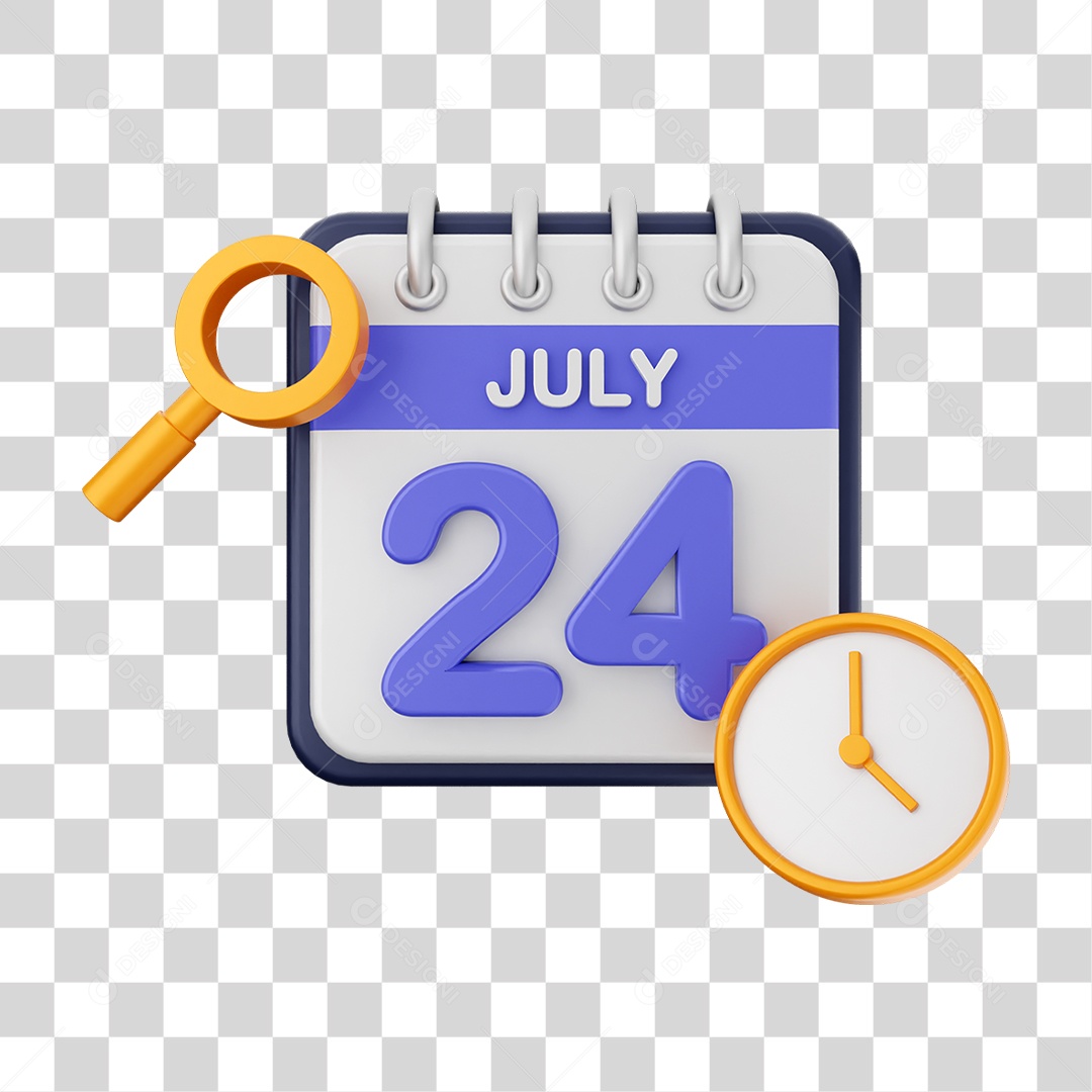 Calendário Datas Julho Dia 24 PNG Transparente