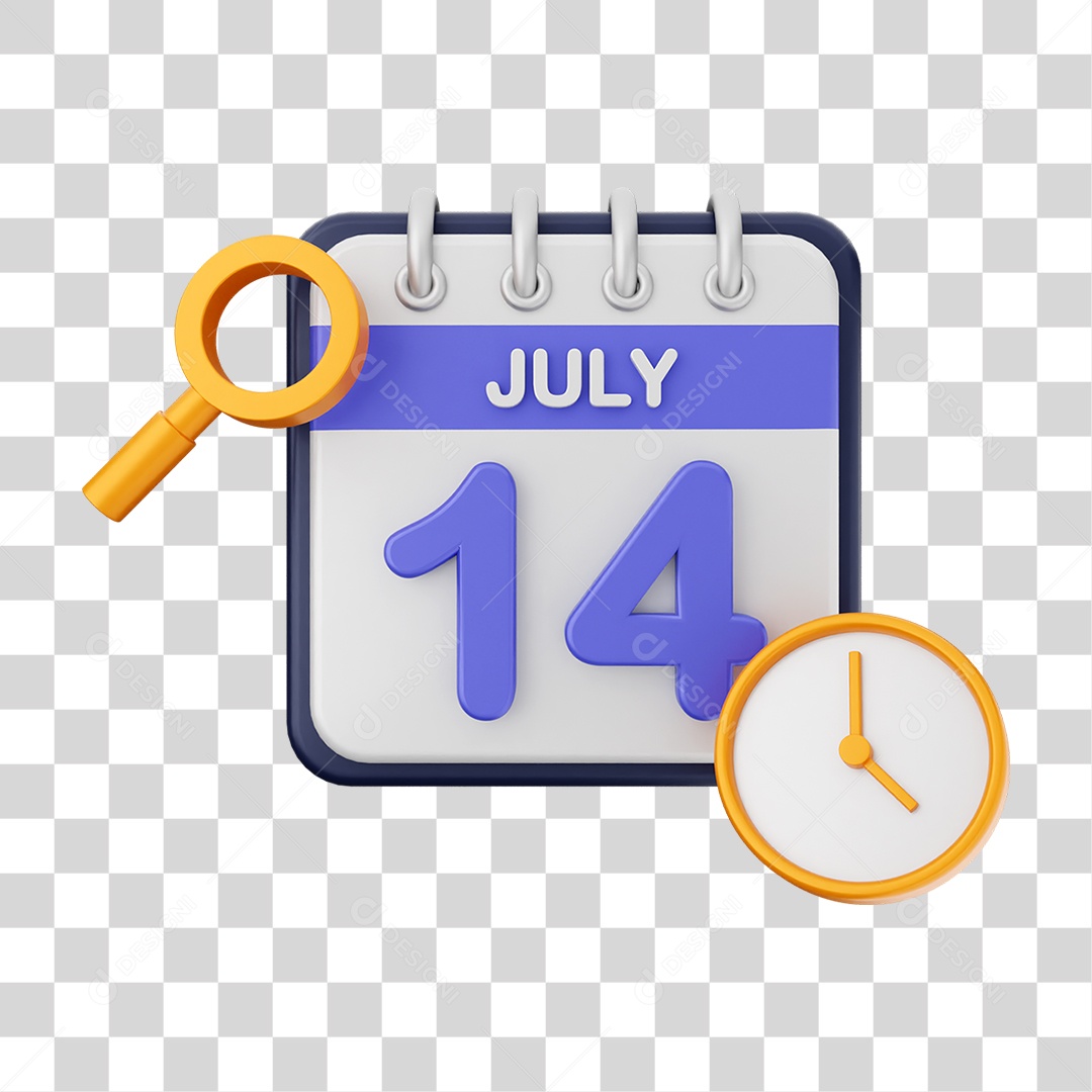 Calendário Datas Julho Dia 14 PNG Transparente