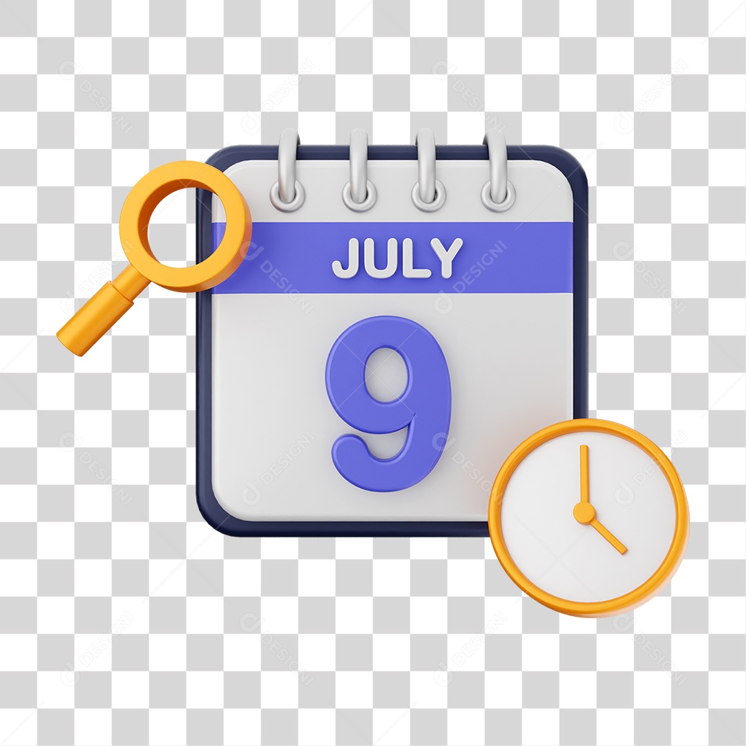 Calendário Datas Julho Dia 9 PNG Transparente