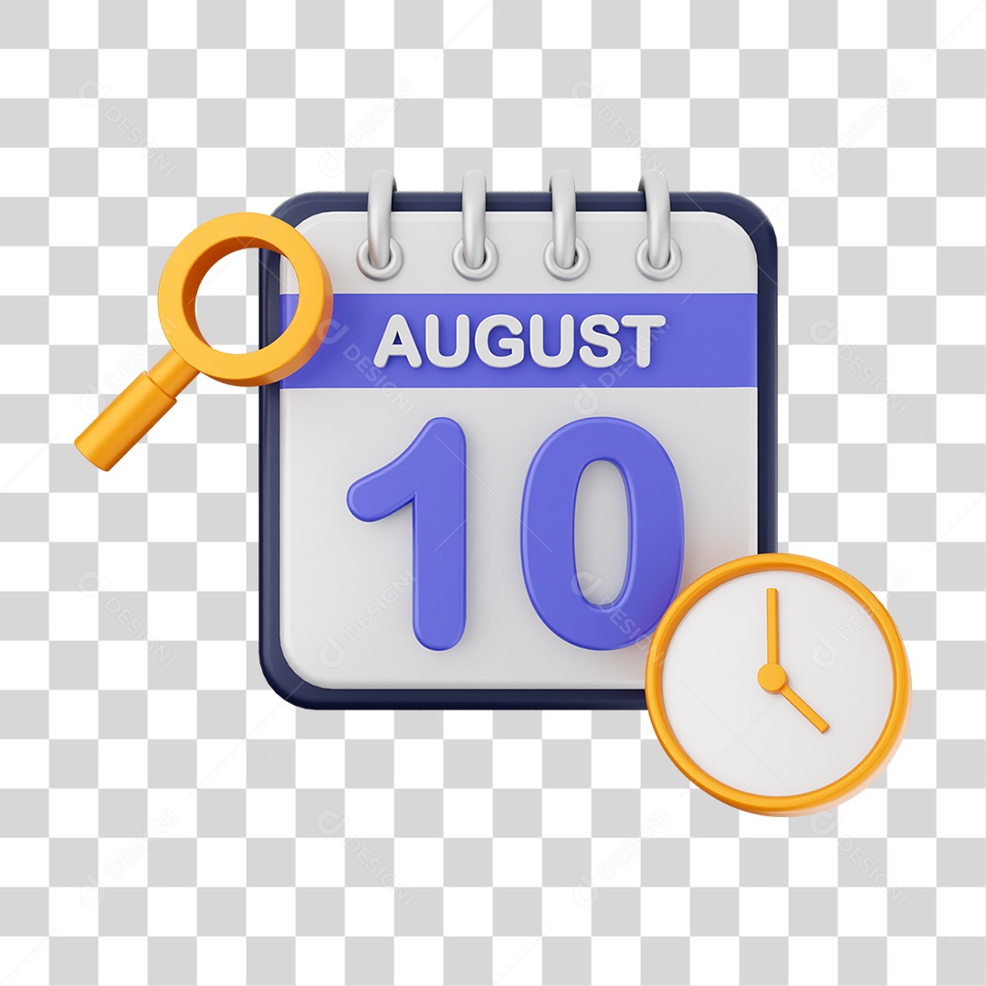 Calendário Datas Agosto Dia 10 PNG Transparente