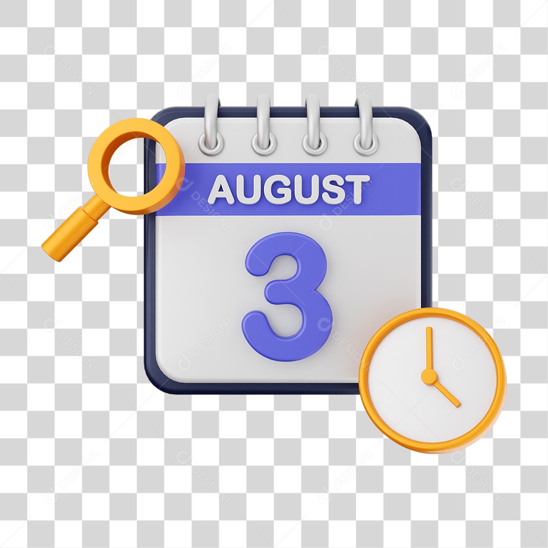 Calendário Datas Agosto Dia 3 PNG Transparente