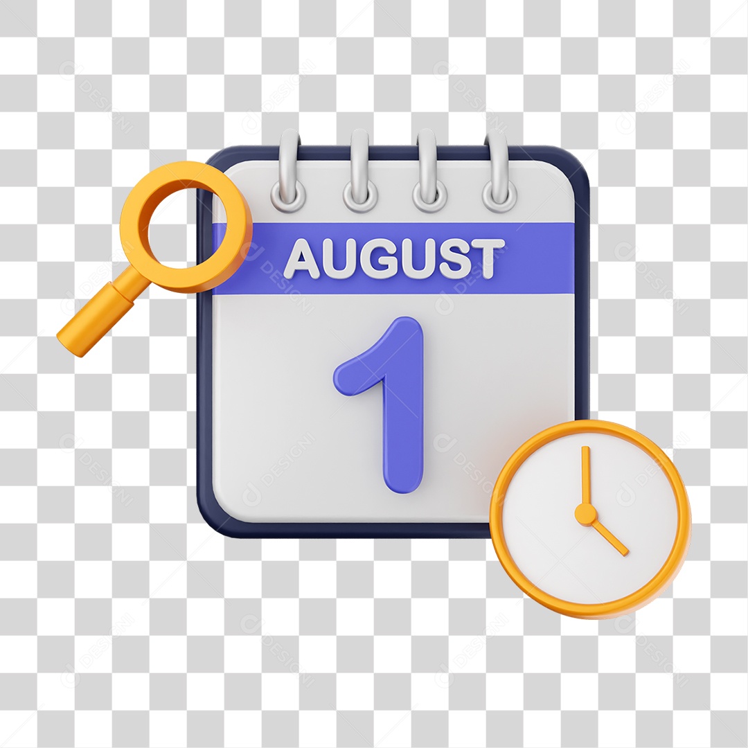 Calendário Datas Agosto Dia 1 PNG Transparente