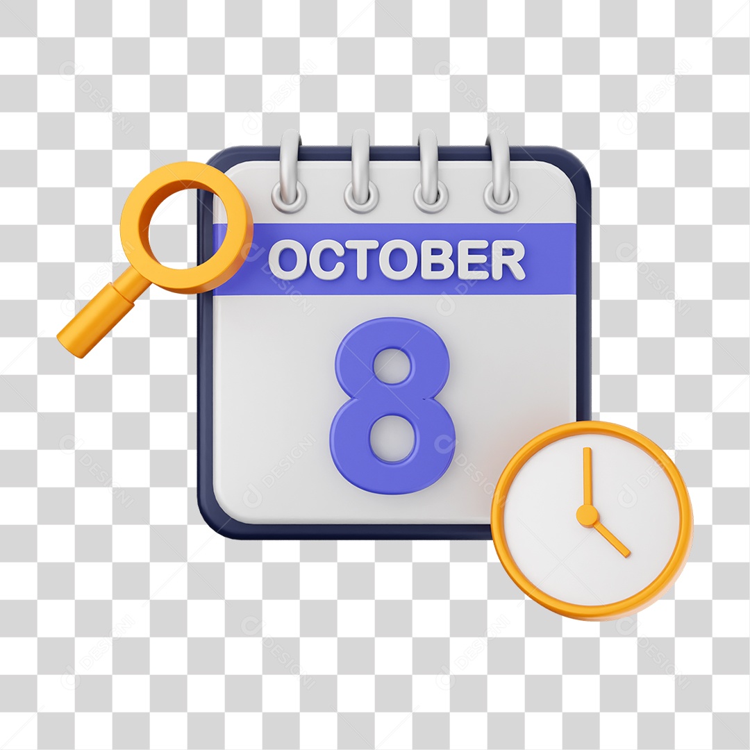 Calendário Datas Outubro Dia 8 PNG Transparente