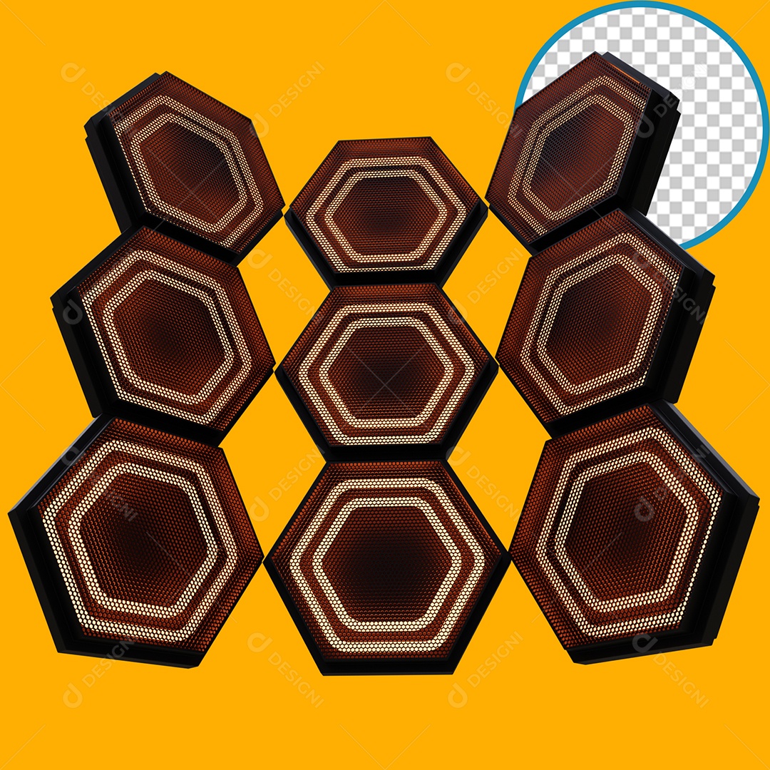 Painéis Base de Metal Elemento 3D Preto Laranja para Composição PSD