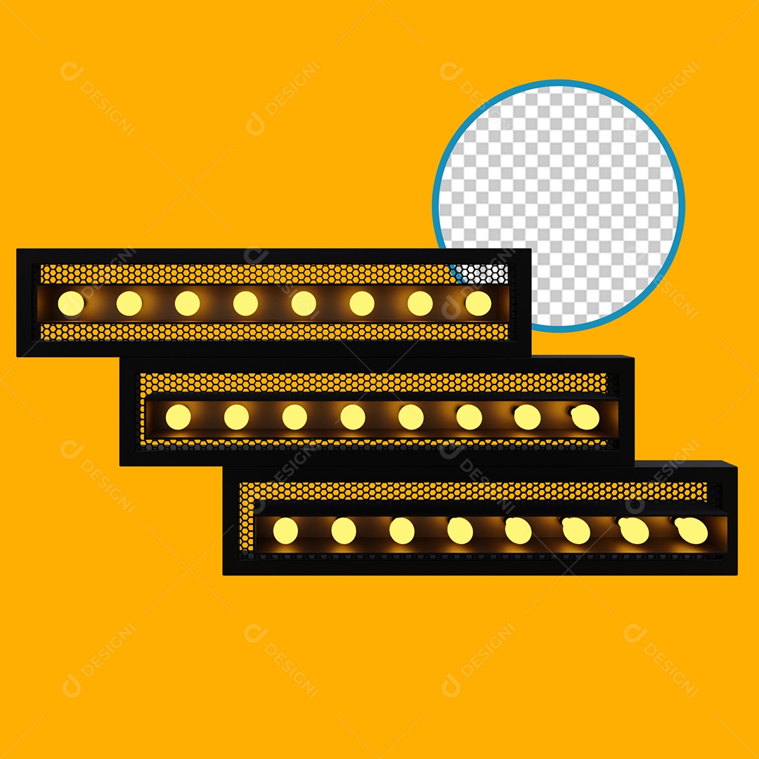 Refletor de Luz Elemento 3D Amarelo para Composição PSD