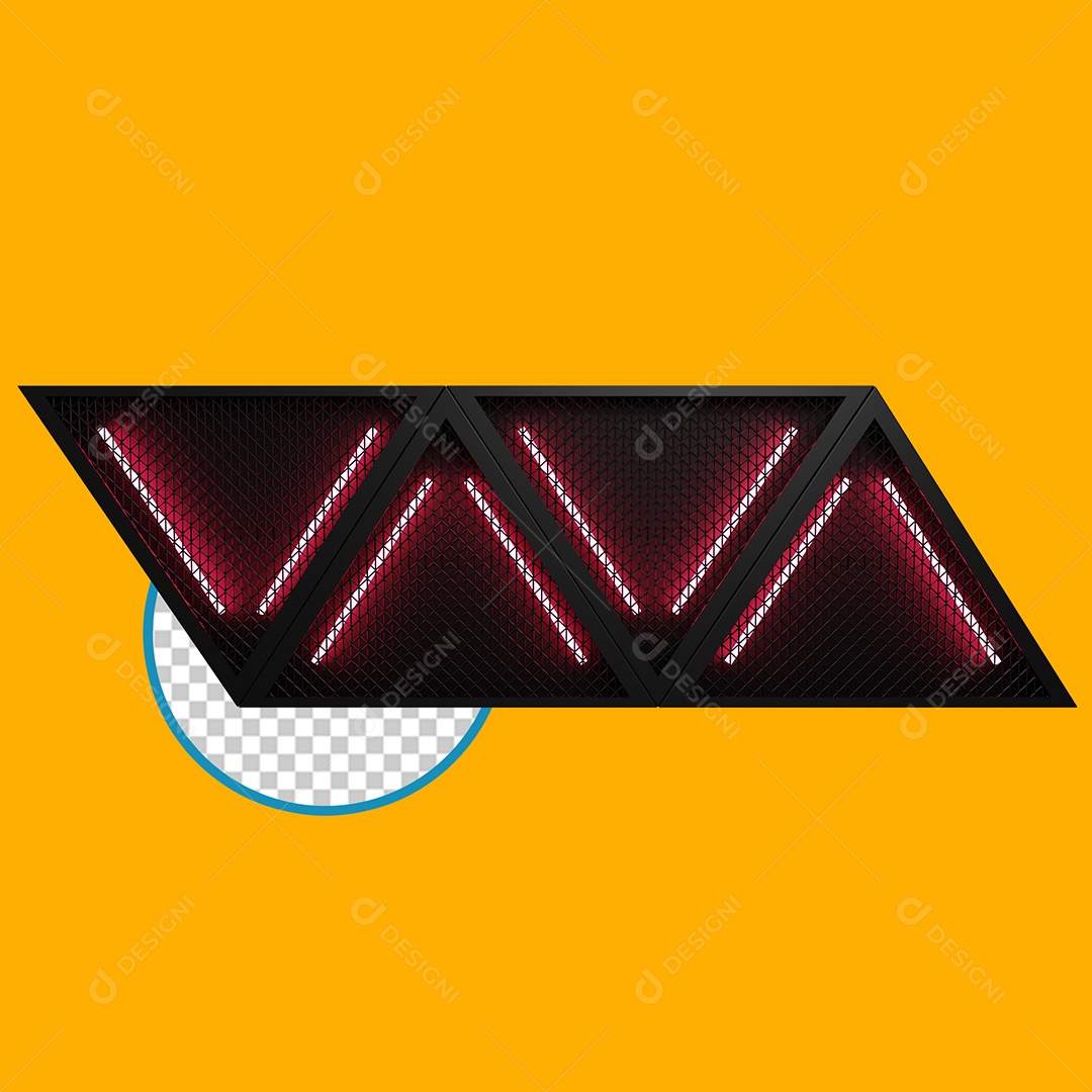 Placa com LED Elemento 3D Vermelho para Composição PSD