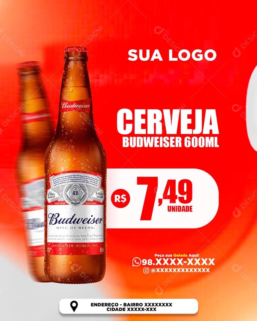 Social Media Cerveja Budweiser 600ml PSD Editável