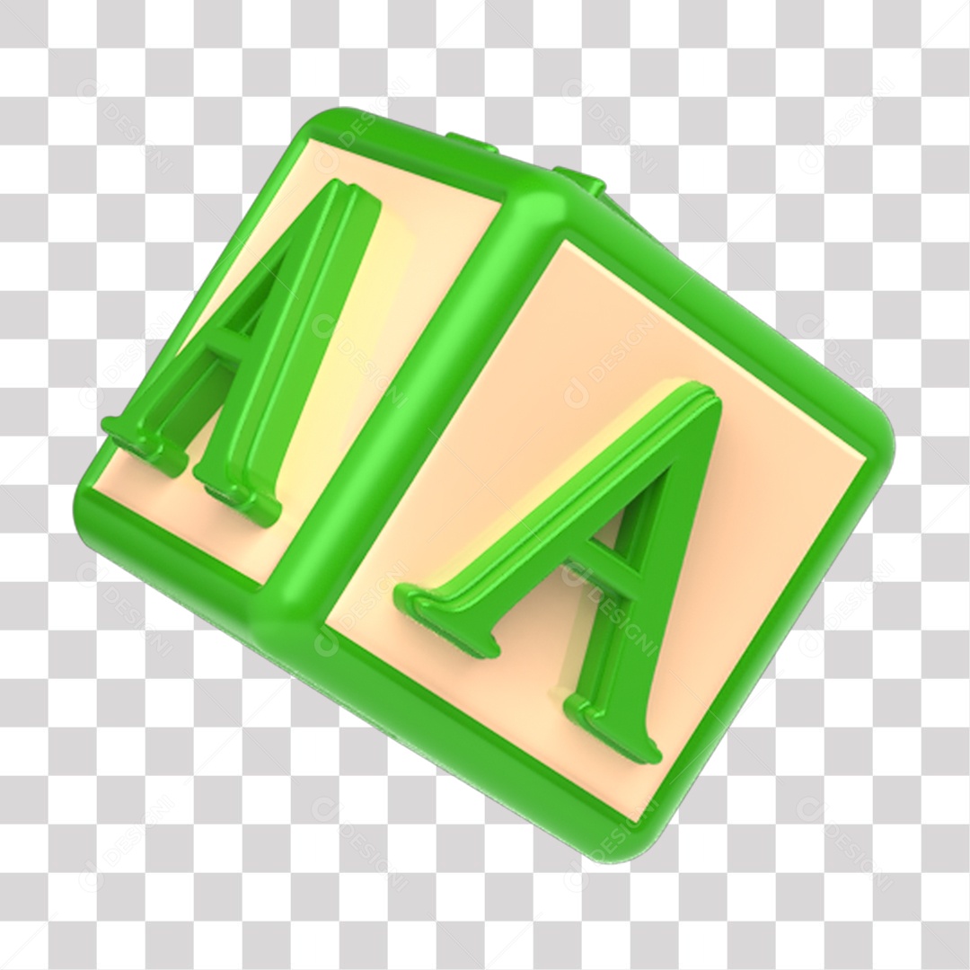 Cubo com Letra A Elemento 3D de Volta às Aulas para Composição PNG Transparente