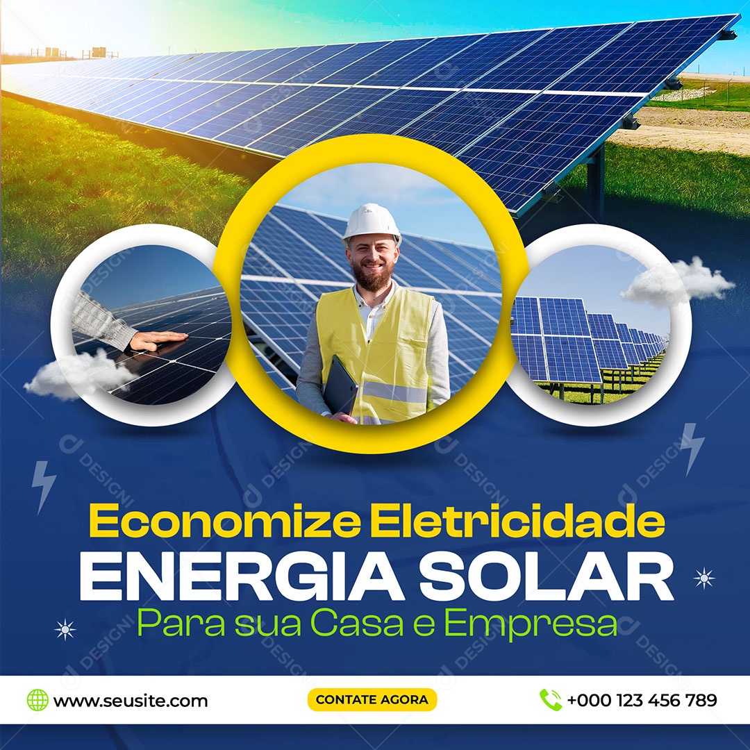 Economize Eletrecidade Energia Solar Social Media PSD Editável