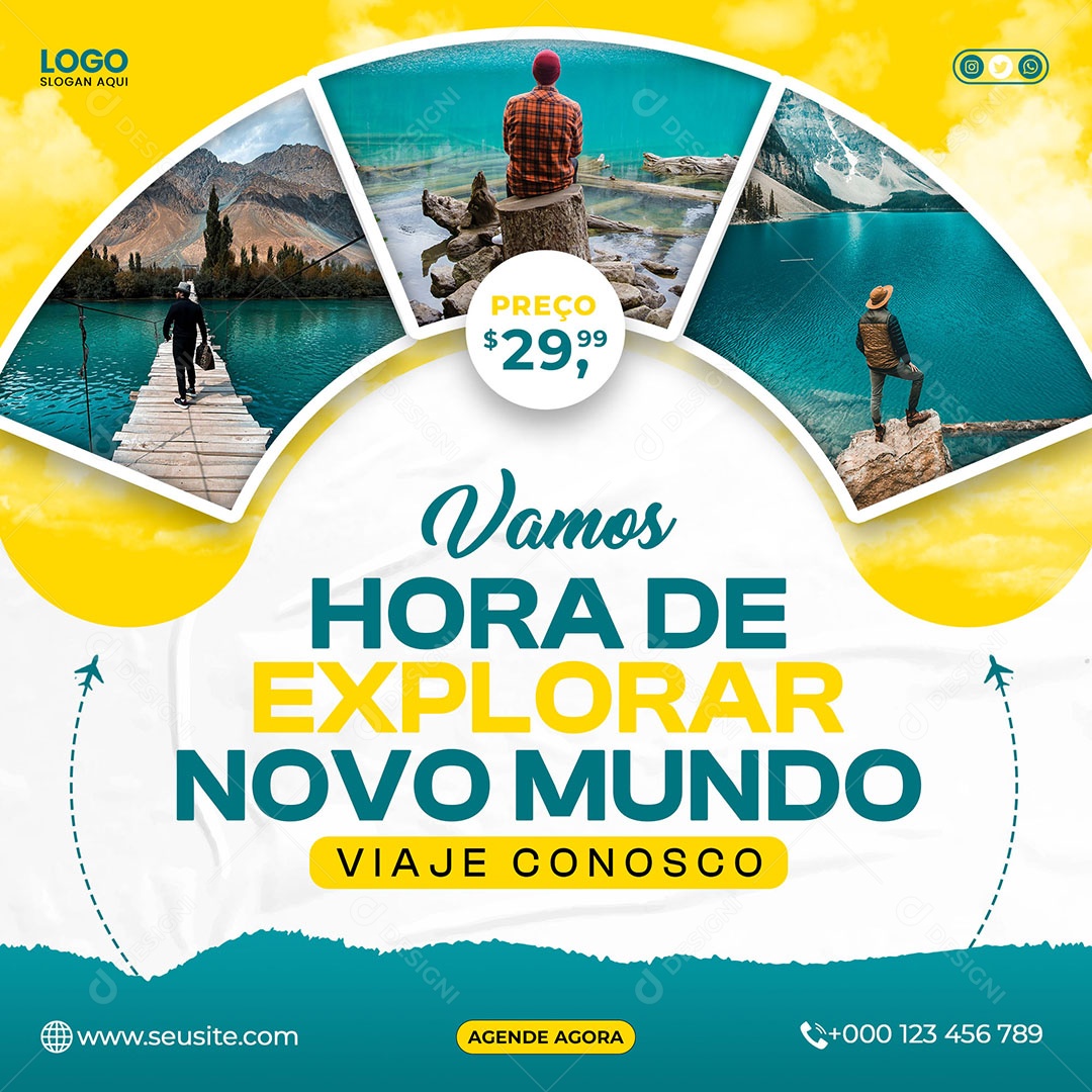 Social Media Vamos Hora De Explorar PSD Editável