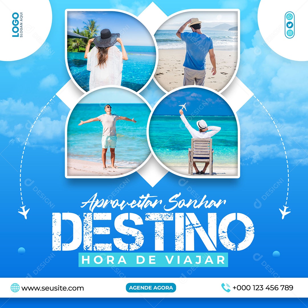 Hora De Viajar Destino Social Media PSD Editável