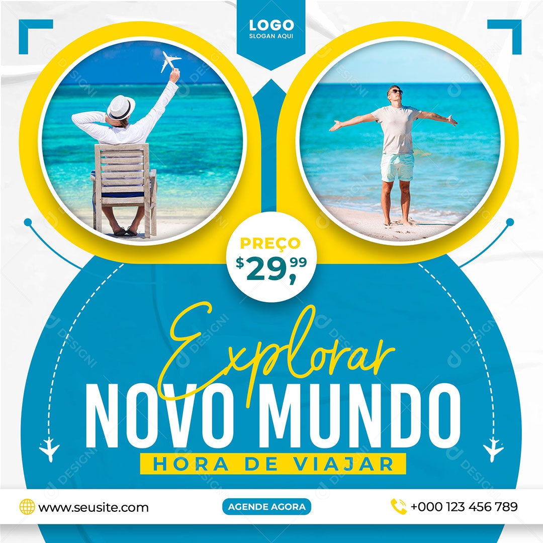 Social Media Explore Novo Mundo Hora De Viajar PSD Editável