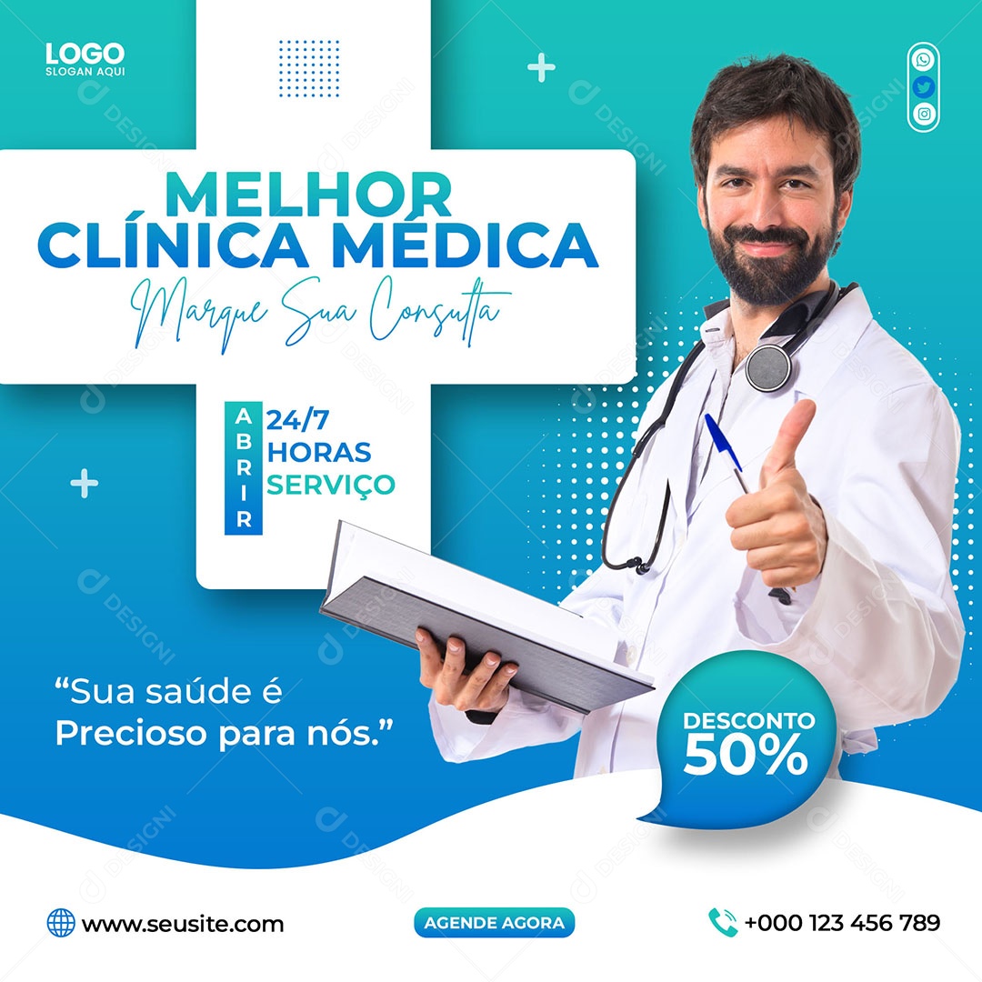 Social Media Melhor Clínica Médica PSD Editável