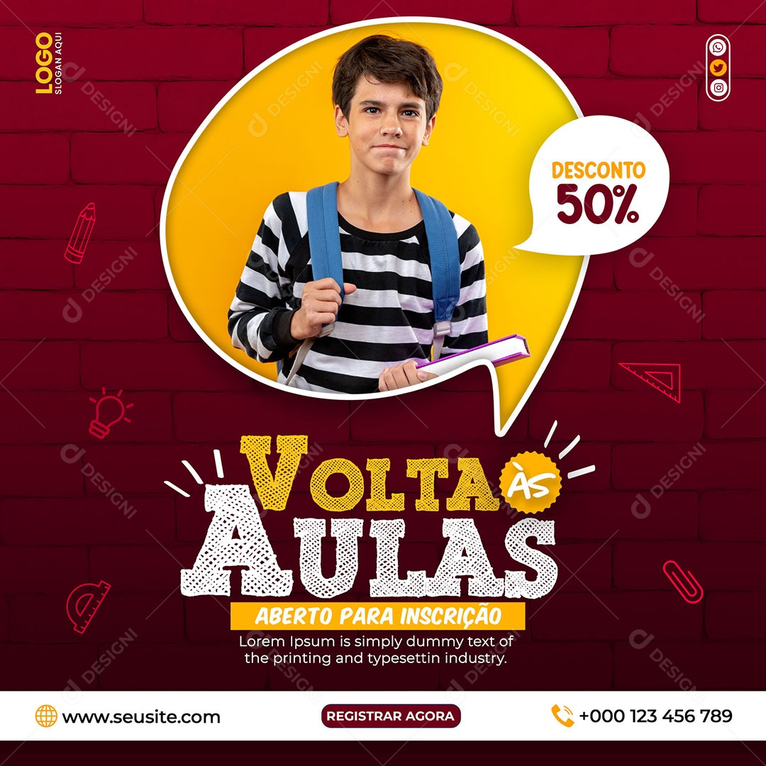 Volta às Aulas Social Media PSD Editável