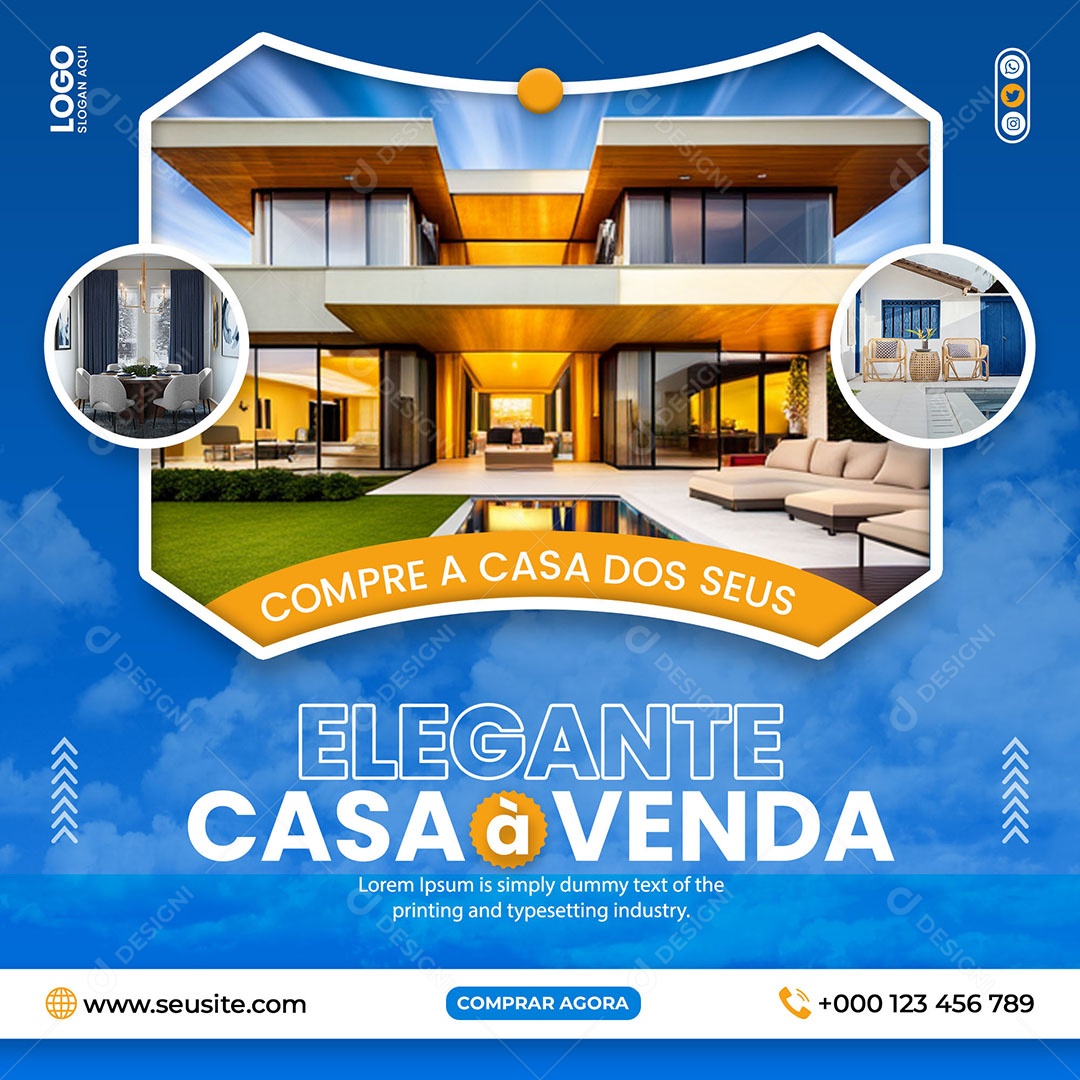 Social Media Elegante Casa à Venda PSD Editável