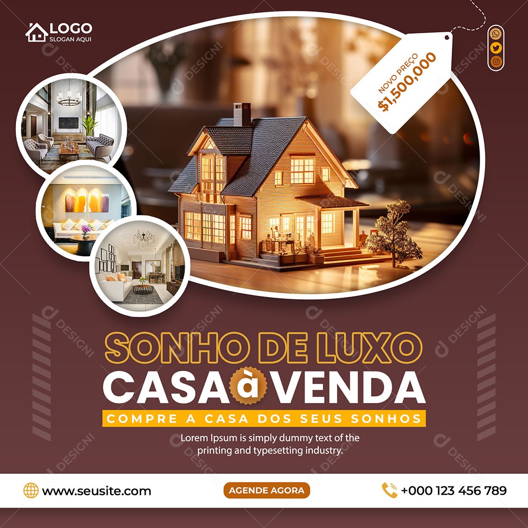 Sonho De Luxo Casa à Venda Social Media PSD Editável