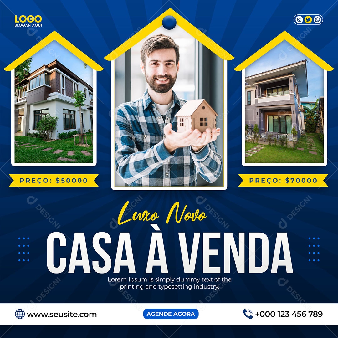 Luxo Novo Casa à Venda Social Media PSD Editável