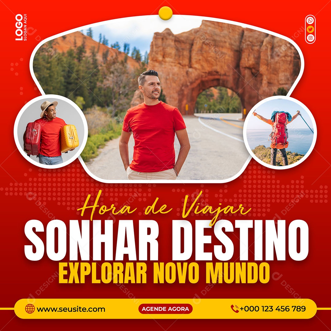 Hora De Viajar Sonhar Destino Social Media PSD Editável