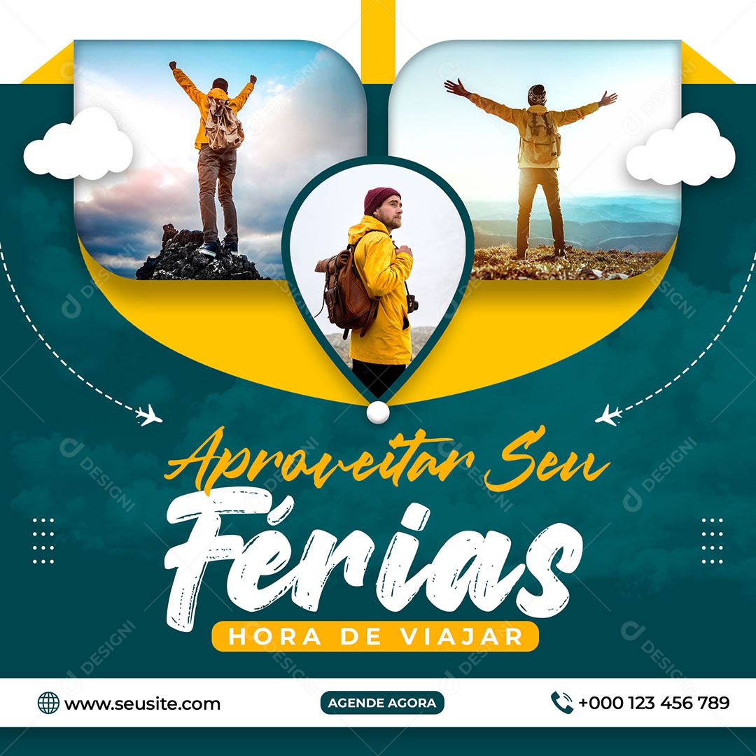 Social Media Aproveitar Seu Férias Hora De Viajar PSD Editável
