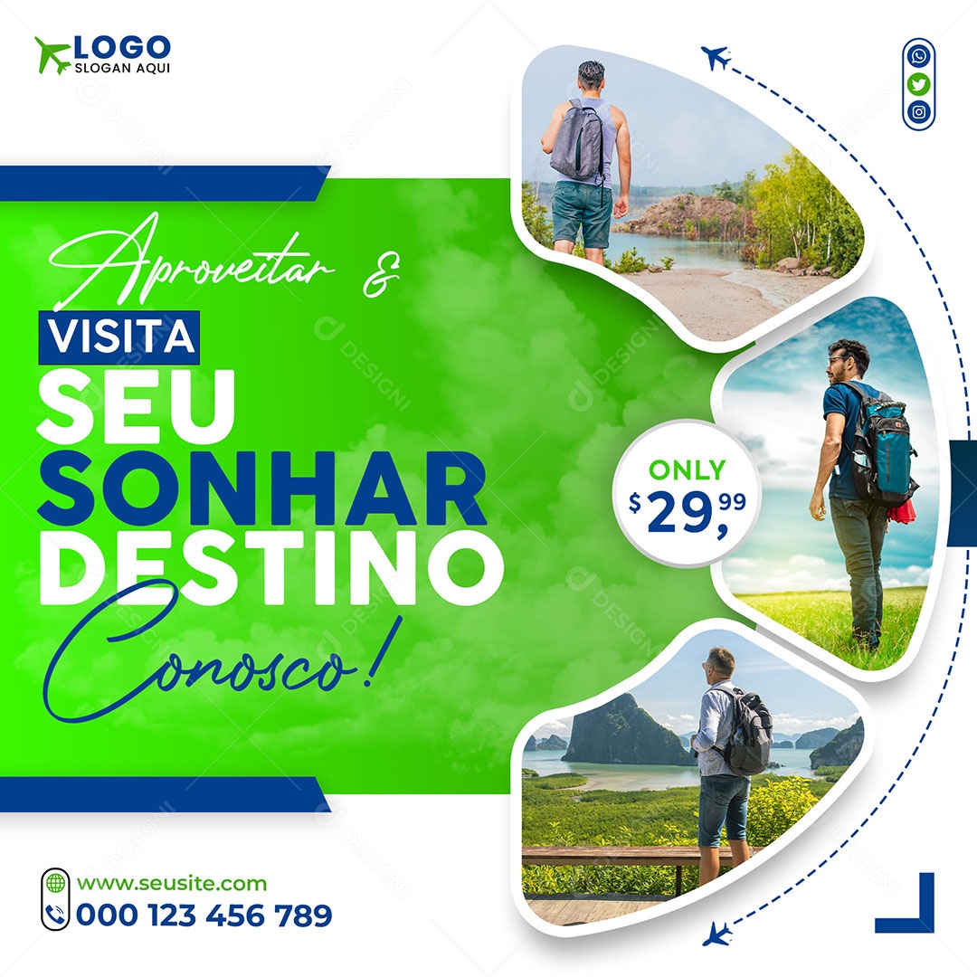 Social Media Dream Destination Travel Editable PSD