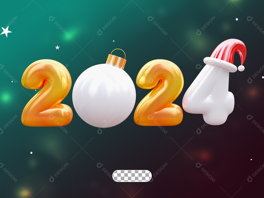 2024 de Natal Elemento 3D para Composição PSD