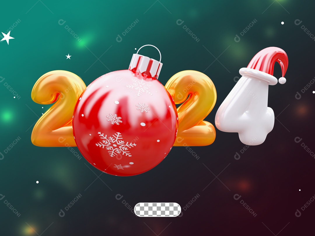 2024 de Natal Elemento 3D Dourado Vermelho Branco para Composição PSD