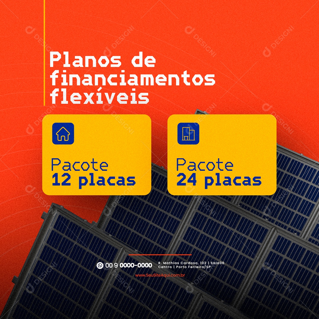 Energia Solar Planos de financiamentos flexíveis Pacote Placas Pacote 24 Placas Social Media PSD Editável