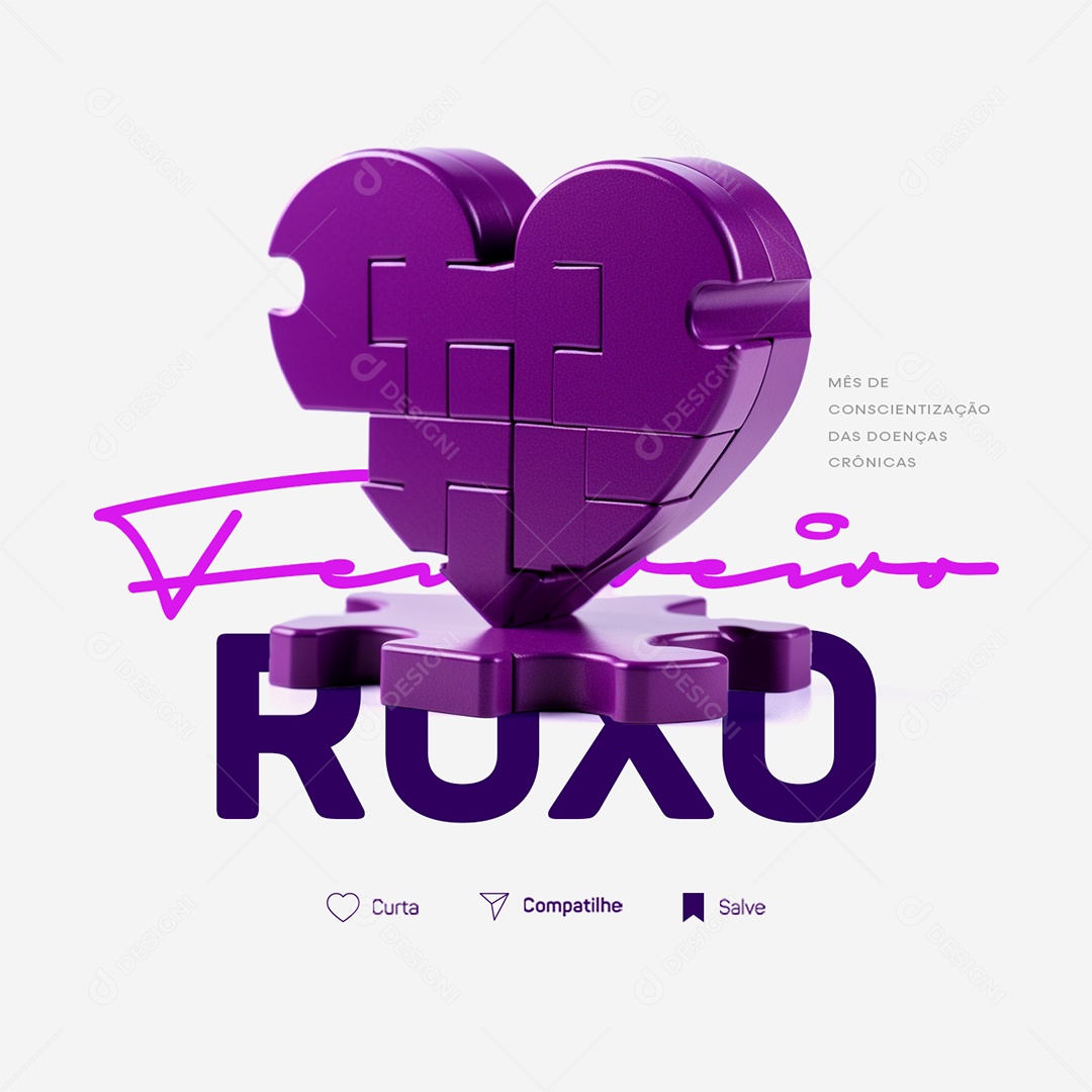 Social Media Fevereiro Roxo Mês de Conscientização Das Doenças Crônicas PSD Editável