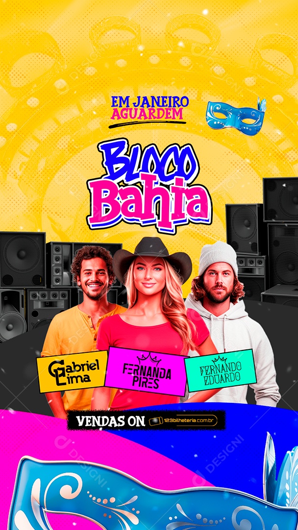 Story Flyer Carnaval Bloco Bahia Gabriel Lima Fernanda Pires Fernando Eduardo Social Media PSD Editável