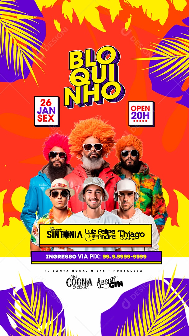 Story Flyer Carnaval Bloquinho Grupo Sintonia Luiz Felipe & Andre Thiago Cunha Social Media PSD Editável