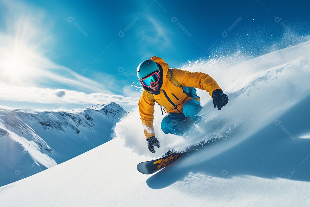 Pessoa deslizando pela encosta de uma montanha nevada, navegando habilmente nas curvas.