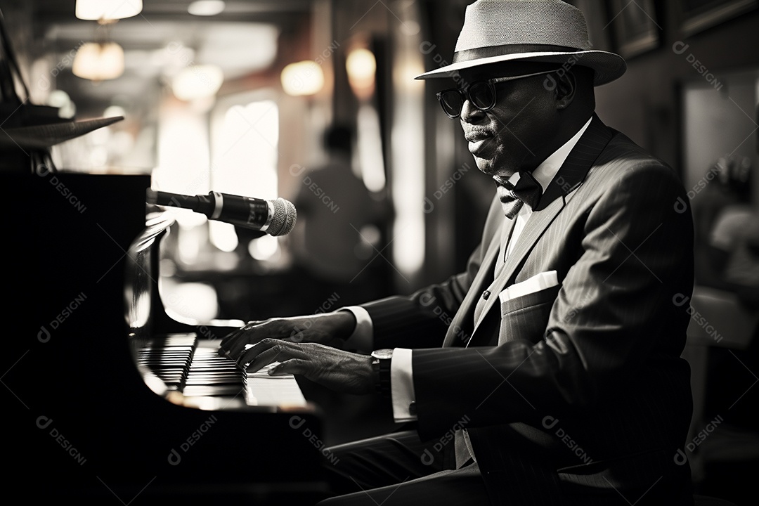 Músico de jazz negro em Nova Orleans apresentando melodias emocionantes