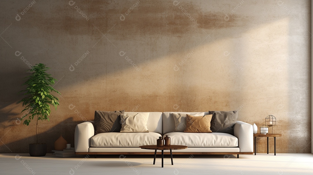 Maquete de sala de estar design cinza simples