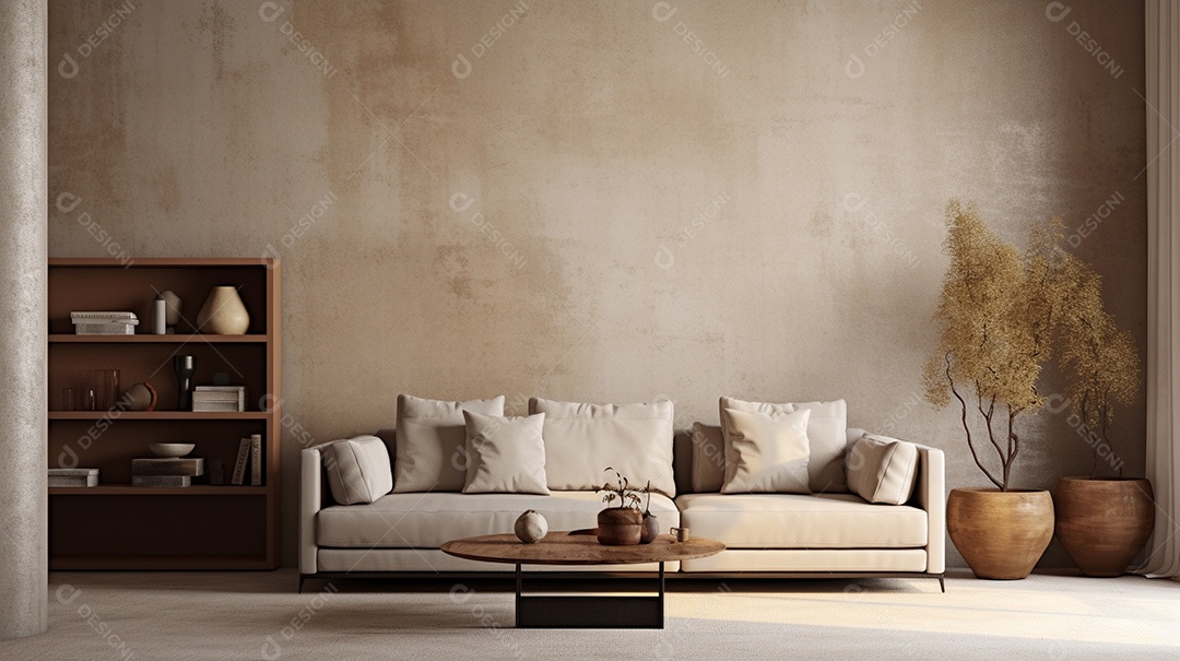 Maquete de sala de estar design cinza simples